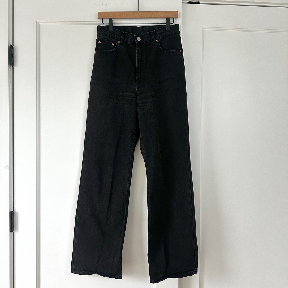 Dr Denim Echo Sky High Straight Leg Jeans Black 101 Wide Leg 100% Cotton 30/32